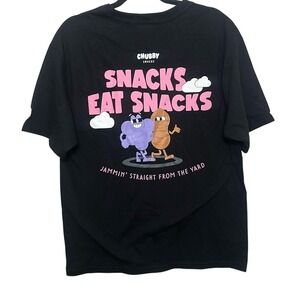 Champion Mens Black Chubby Snacks‎ Graphic Short Sleeve Cotton T-Shirt Medium